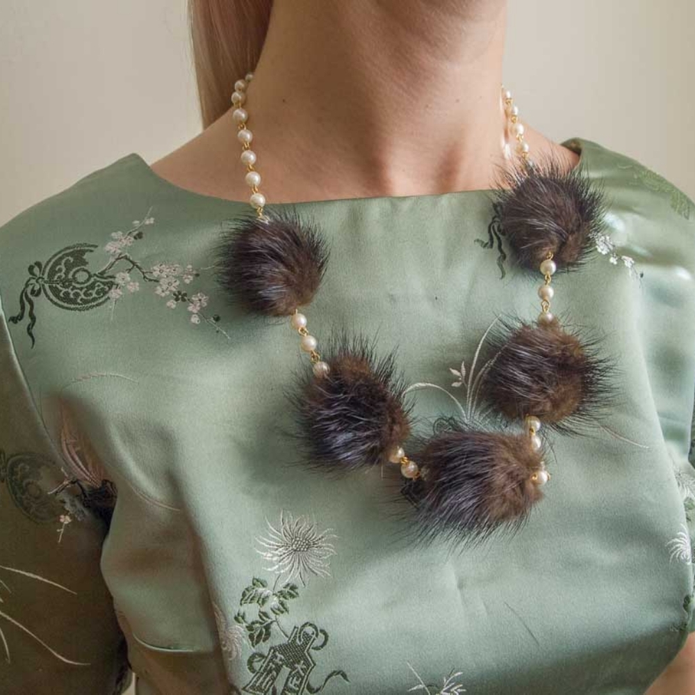 Mink and pearl necklace